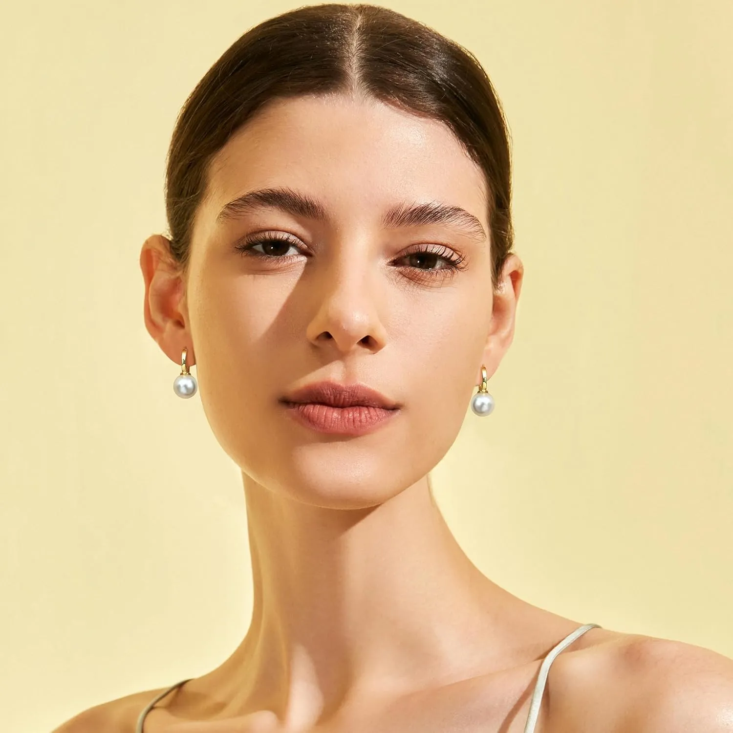 FUNRUN JEWELRY 14K Gold Pearl Earrings for Women Gold Bow Earrings Dainty Dangle Earrings for Women Pearl Bow Earrings Dangling Wedding Pearl Drop Earrings Jewelry