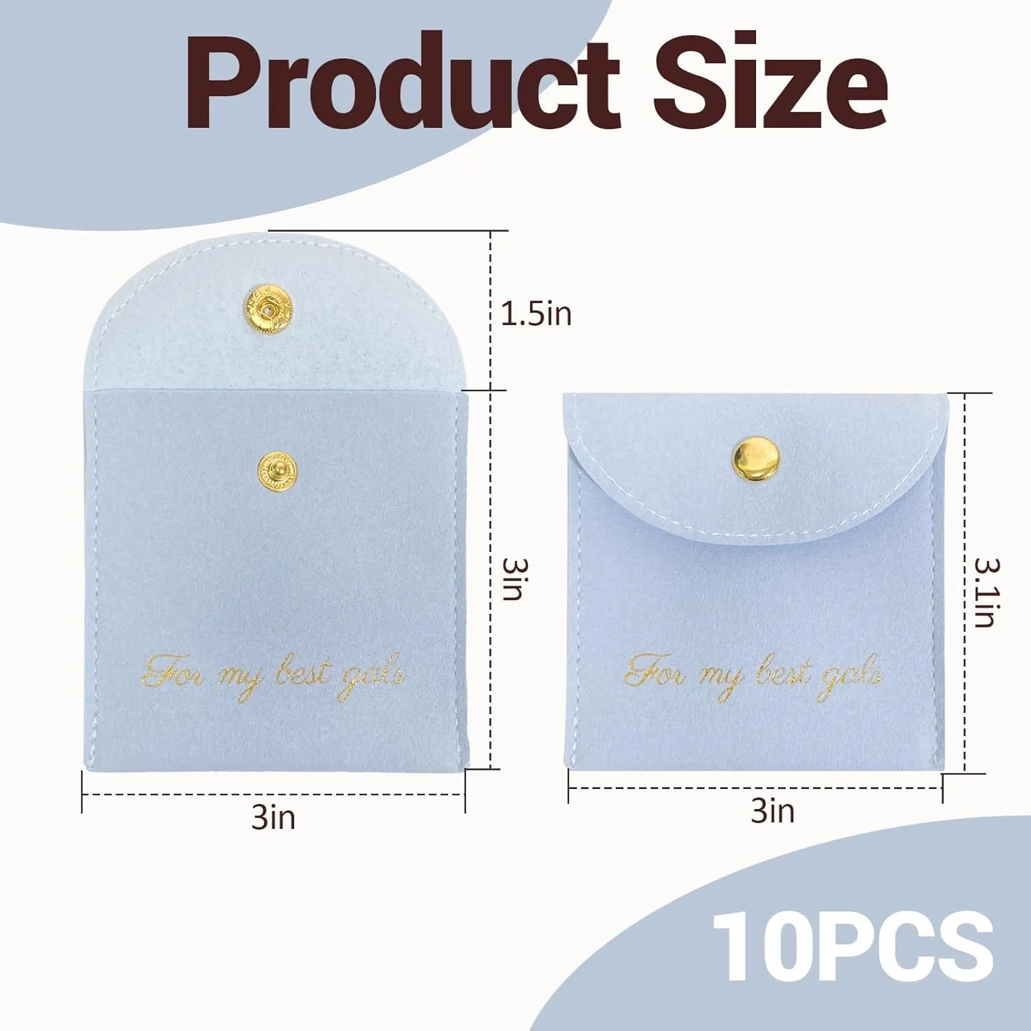Fuxiqar 10 PCS Jewelry Bags Bridesmaid Gifts Velvet Small Jewelry Pouch with Button(Blue)