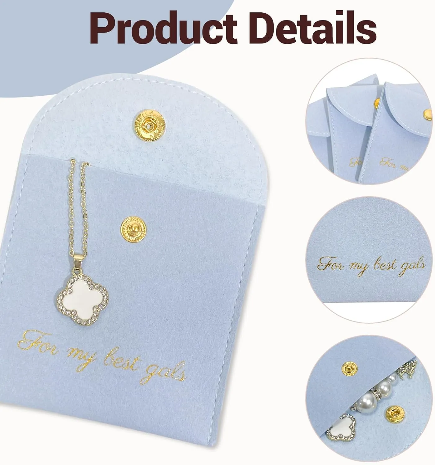 Fuxiqar 10 PCS Jewelry Bags Bridesmaid Gifts Velvet Small Jewelry Pouch with Button(Blue)