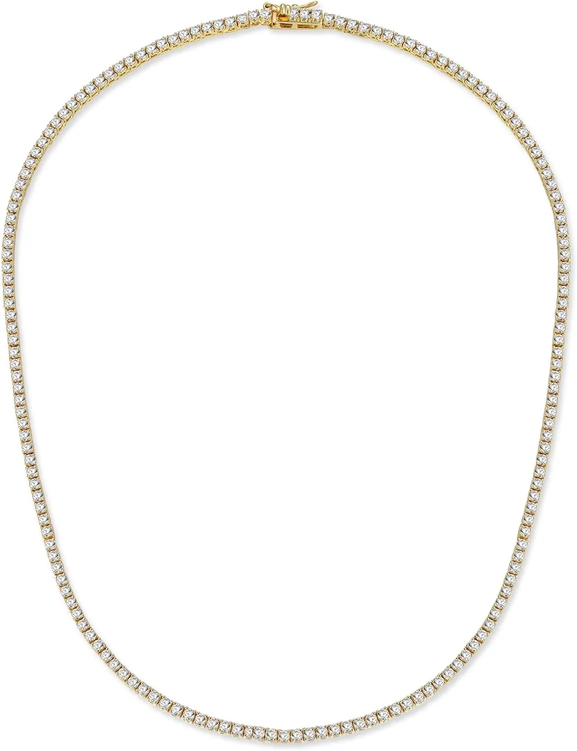 Gemsme 18K White/Yellow Gold Plated 2.0mm Round Cubic Zirconia Classic Tennis Necklace For Women (16-22 Inch)