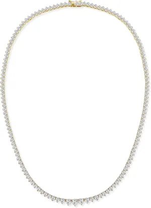 Gemsme Tennis Necklace, 18K White/Yellow Gold Plated 3.0mm Graduated Round Cubic Zirconia Classic Tennis Necklace For Women