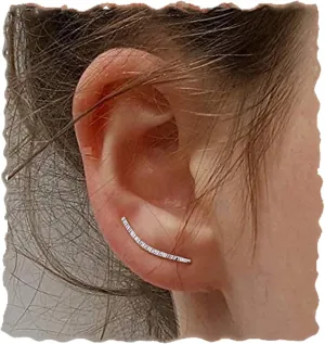 genbz Chic Handcrafted Hammered Ear Climber Earrings - Minimalist Sterling Silver Ear Crawler