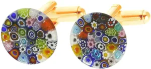 Glass Of Venice Murano Glass Color Splash Millefiori Cufflinks - 1/2 Inch