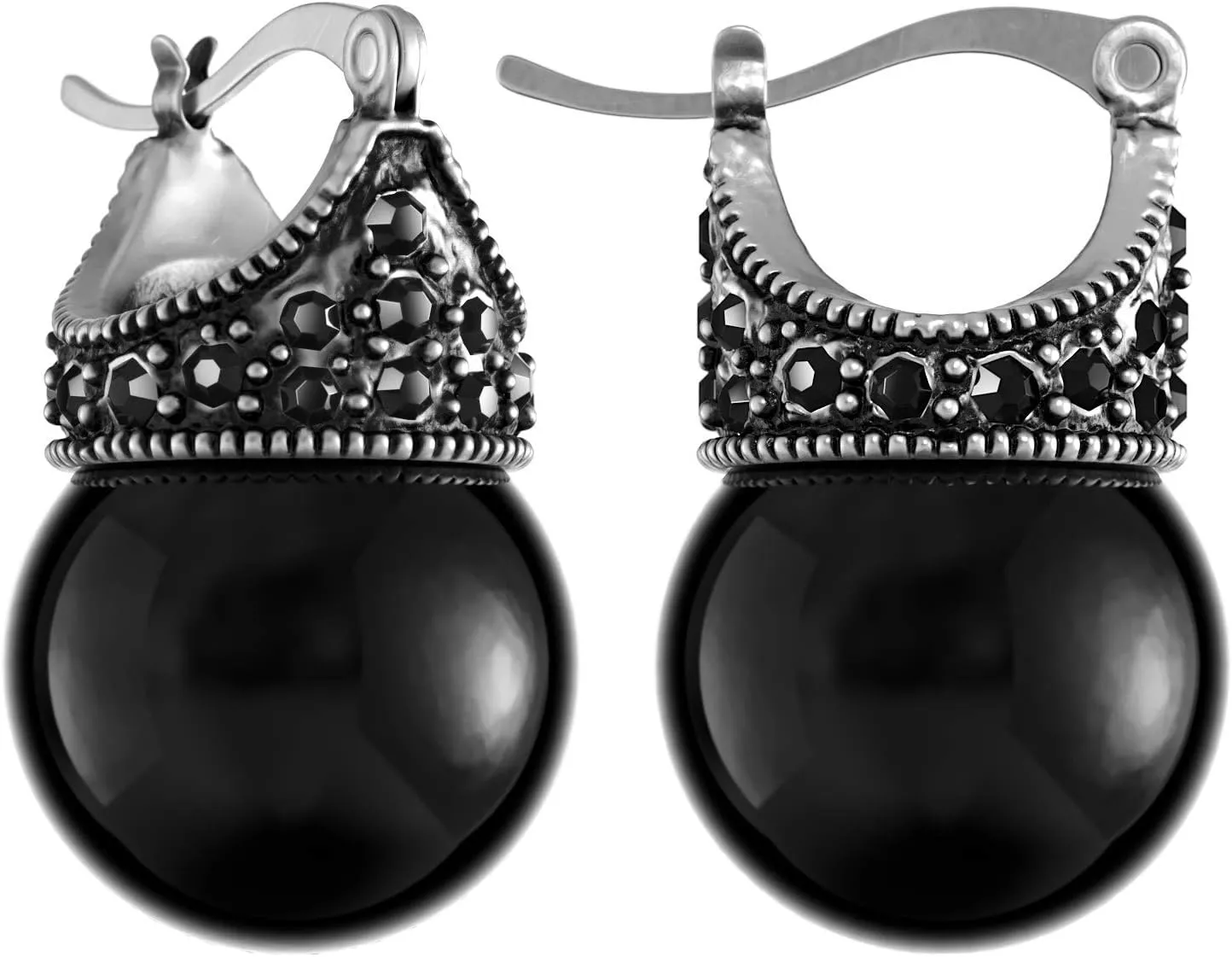 Glass Pearl Earrings Crystal Accent Crown Shape for Wedding, Bridal, Formal & Fashion