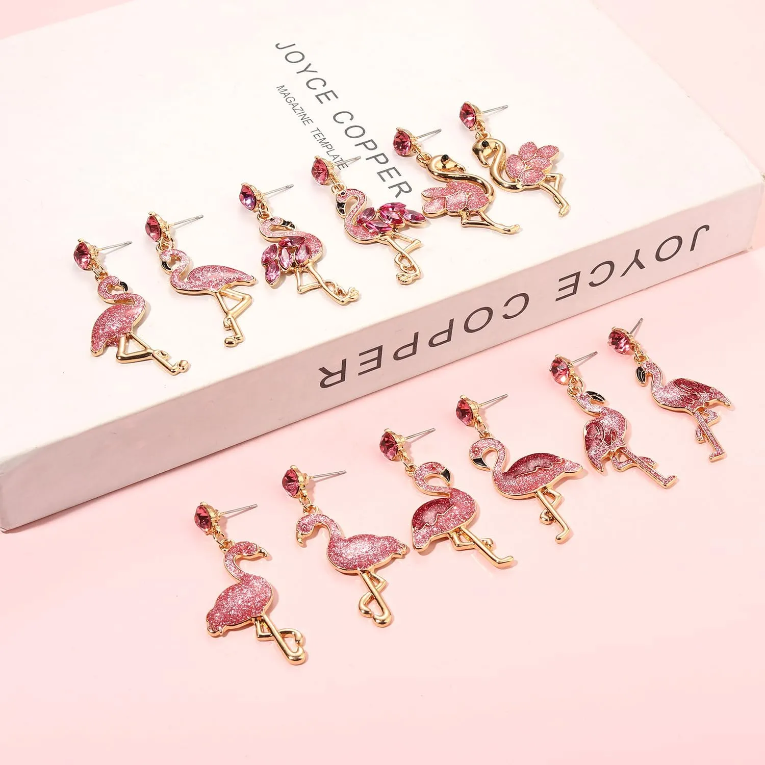 Glitter Flamingo Earrings Pink Flamingo Friendly Earrings for Women Cute Tropical Bird Animal Dangle Earrings Studs Fun Beach Vacation Earrings Boho Hawaiian Summer Holiday Jewelry