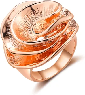 Gold and Silver Rings for Women, Fashion 18K Gold Plated Chunky Statement Ring Band Dome Mask Design Cocktail Costume Jewelry for Her