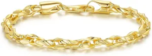 Gold Bracelets for Women 14K Gold Bracelet Dainty Bracelets for Womens Braided Chain Bracelet for Women Men 6.5/7/7.5/8/9in