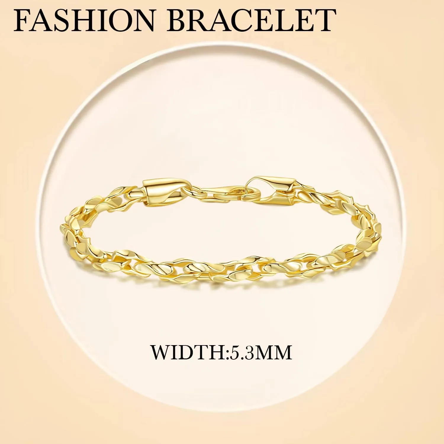 Gold Bracelets for Women 14K Gold Bracelet Dainty Bracelets for Womens Braided Chain Bracelet for Women Men 6.5/7/7.5/8/9in