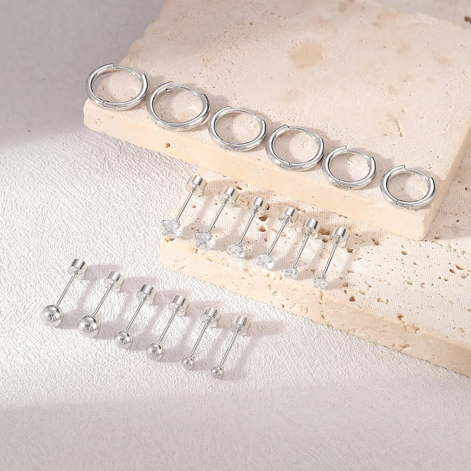 Gold Cartilage Earrings - 14K Gold Plated Stud & Huggie Earrings for Multiple Piercings