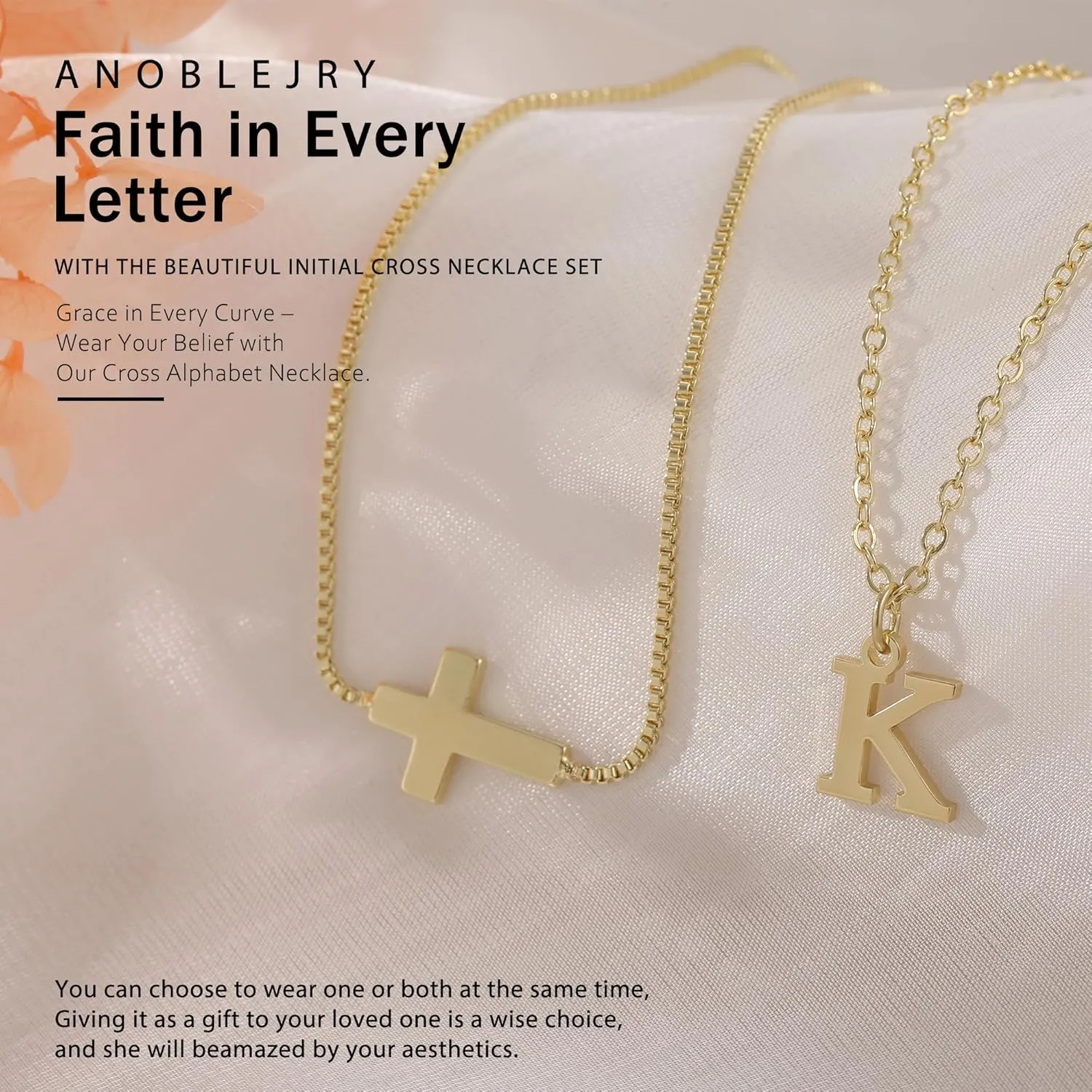Gold Cross Necklaces for Women Layered Initial A-Z Letter Choker Necklaces for Women Religious Christmas Gifts First Communion Gifts for Teens Catholic