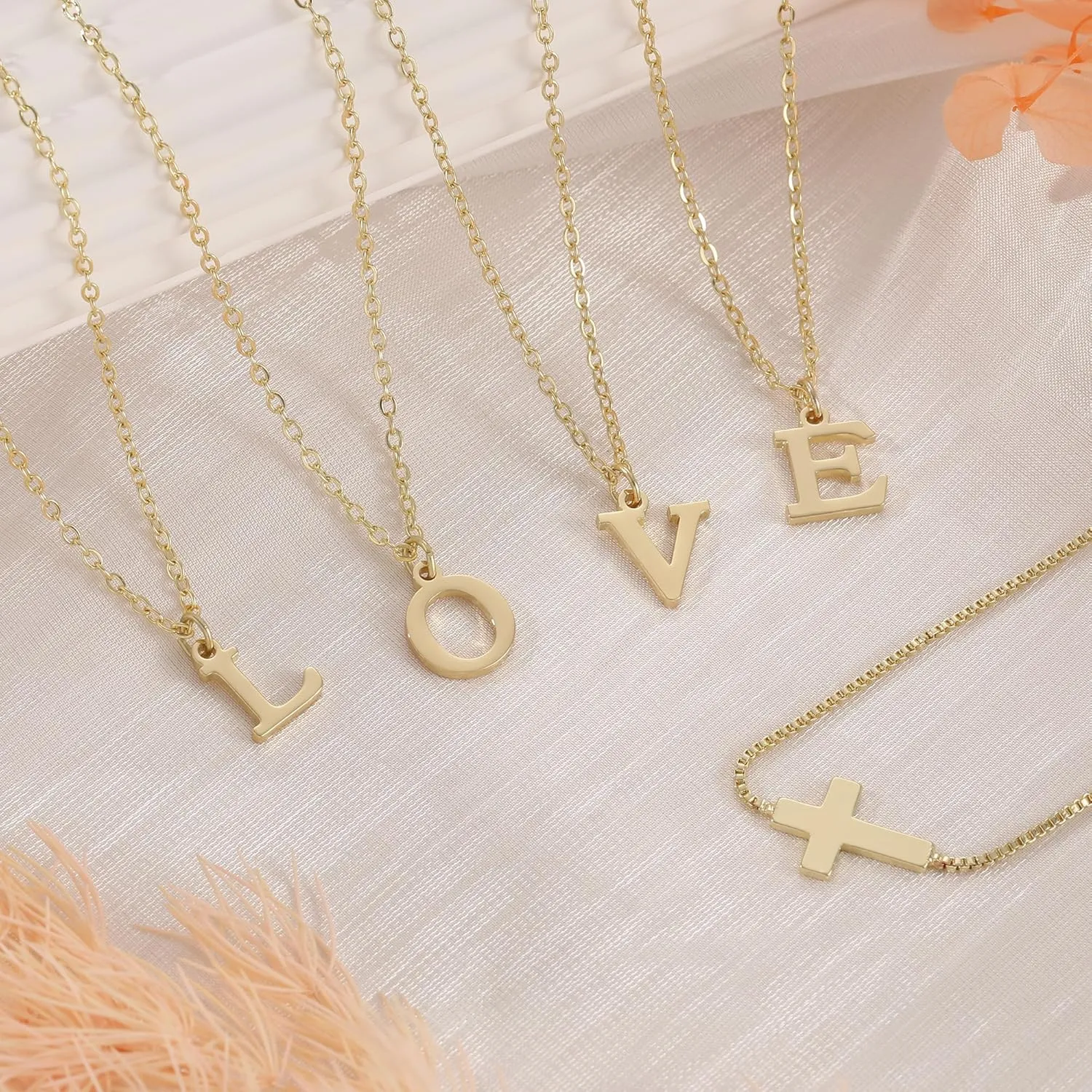 Gold Cross Necklaces for Women Layered Initial A-Z Letter Choker Necklaces for Women Religious Christmas Gifts First Communion Gifts for Teens Catholic