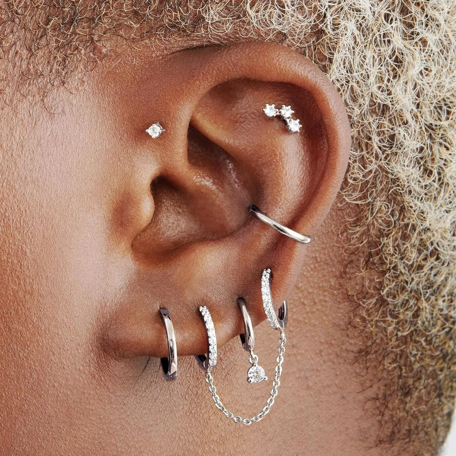Gold Earrings Set for Women, 14K Gold Plated Stud and Cartilage Earring Sets for Multiple Piercing, Hypoallergenic Stackable Small Gold Huggie Hoop Earrings for Women Jewelry