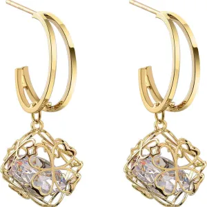Gold Four-leaf Clover Earrings Dainty Crystal Dangle Drop Stud for Women Hypoallergenic Trendy Jewelry