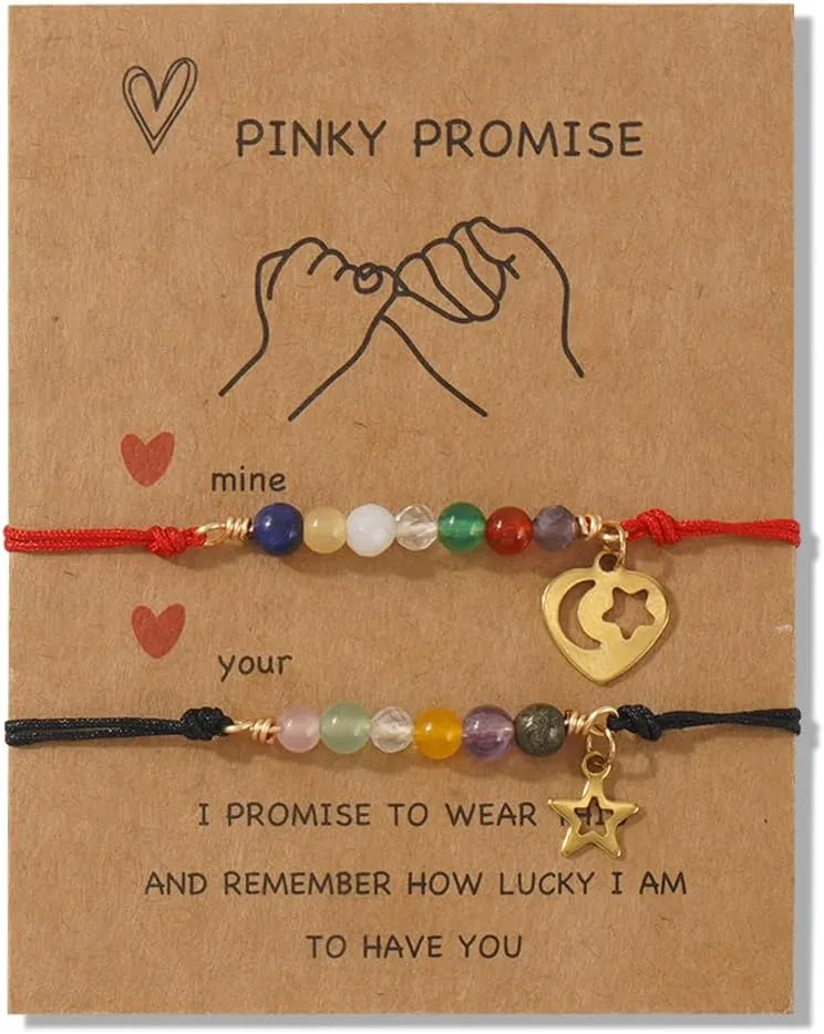 Gold Heart Red String Matching Beaded Strand Couple Bracelets for Women,Stackable Charm Beads Friendship Jewelry Gift for Him Valentines Day