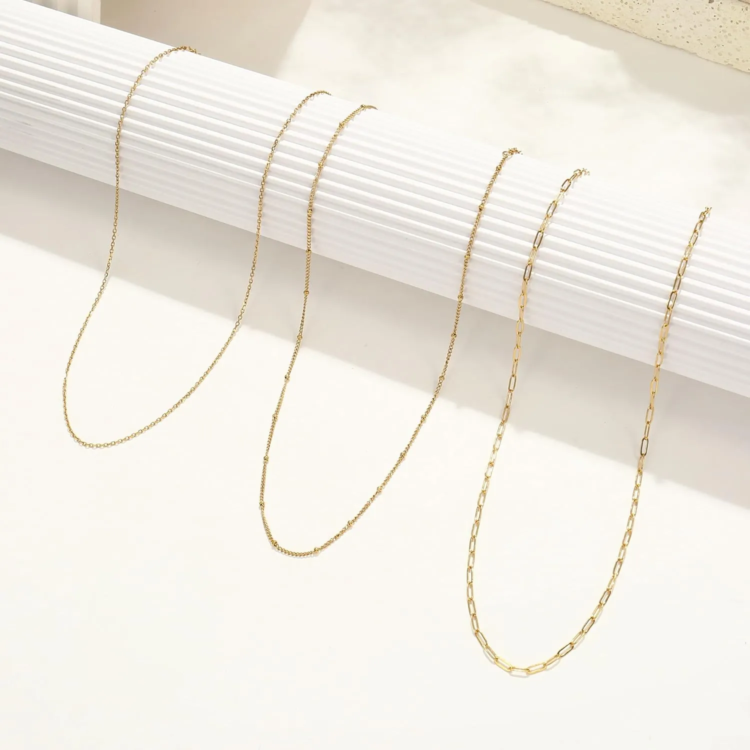 Gold Necklaces for Women,Non Tarnish,Stainless Steel Gold Necklaces,Simple Gold Layered Necklaces,Gold Jewelry Gift for Women