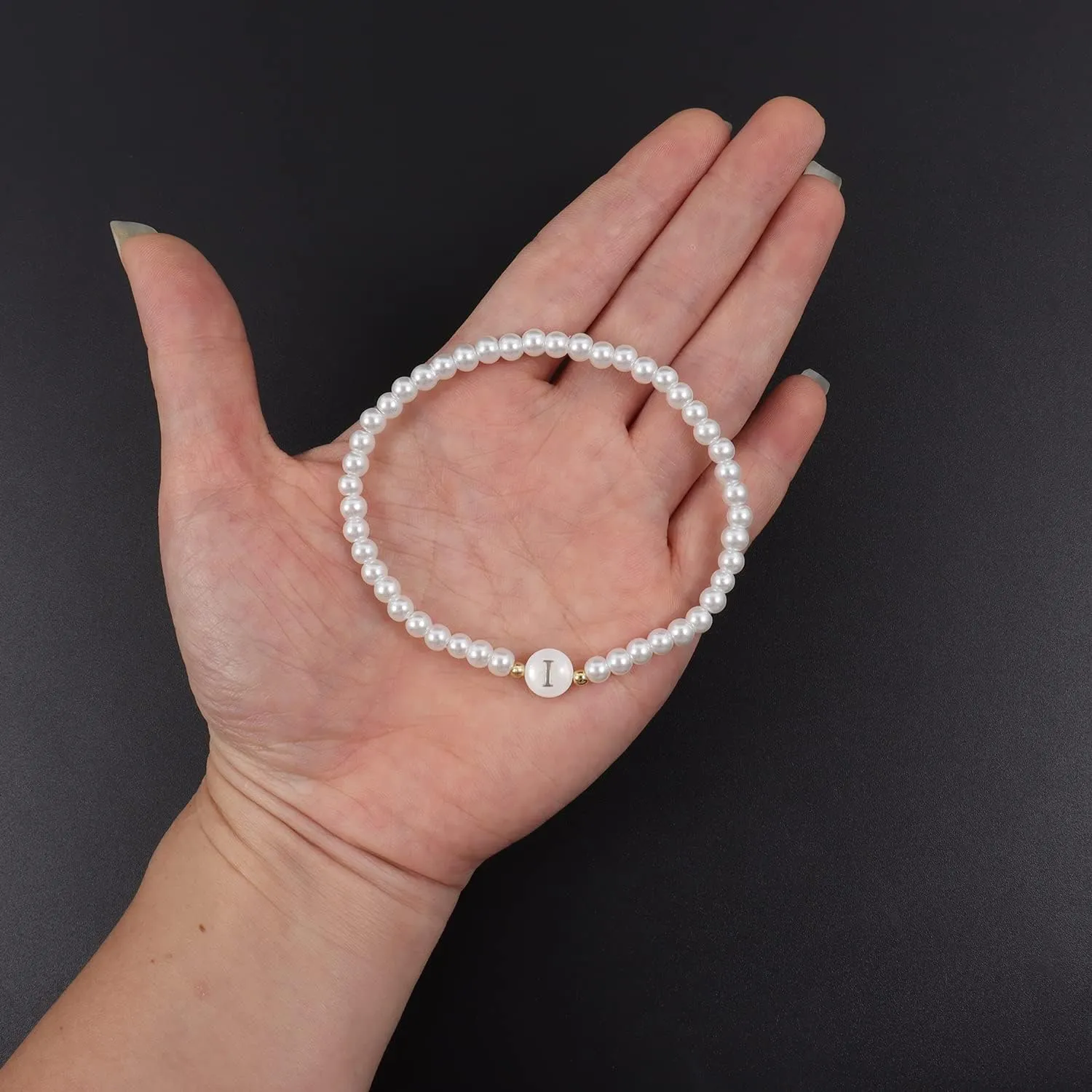 Gold Pearl Bracelets for Women Trendy Dainty Initial Bracelet,Strand Beaded 14k Gold Plated Bracelets for Women,Fashion Charm Womens Bracelets Jewelry Gifts
