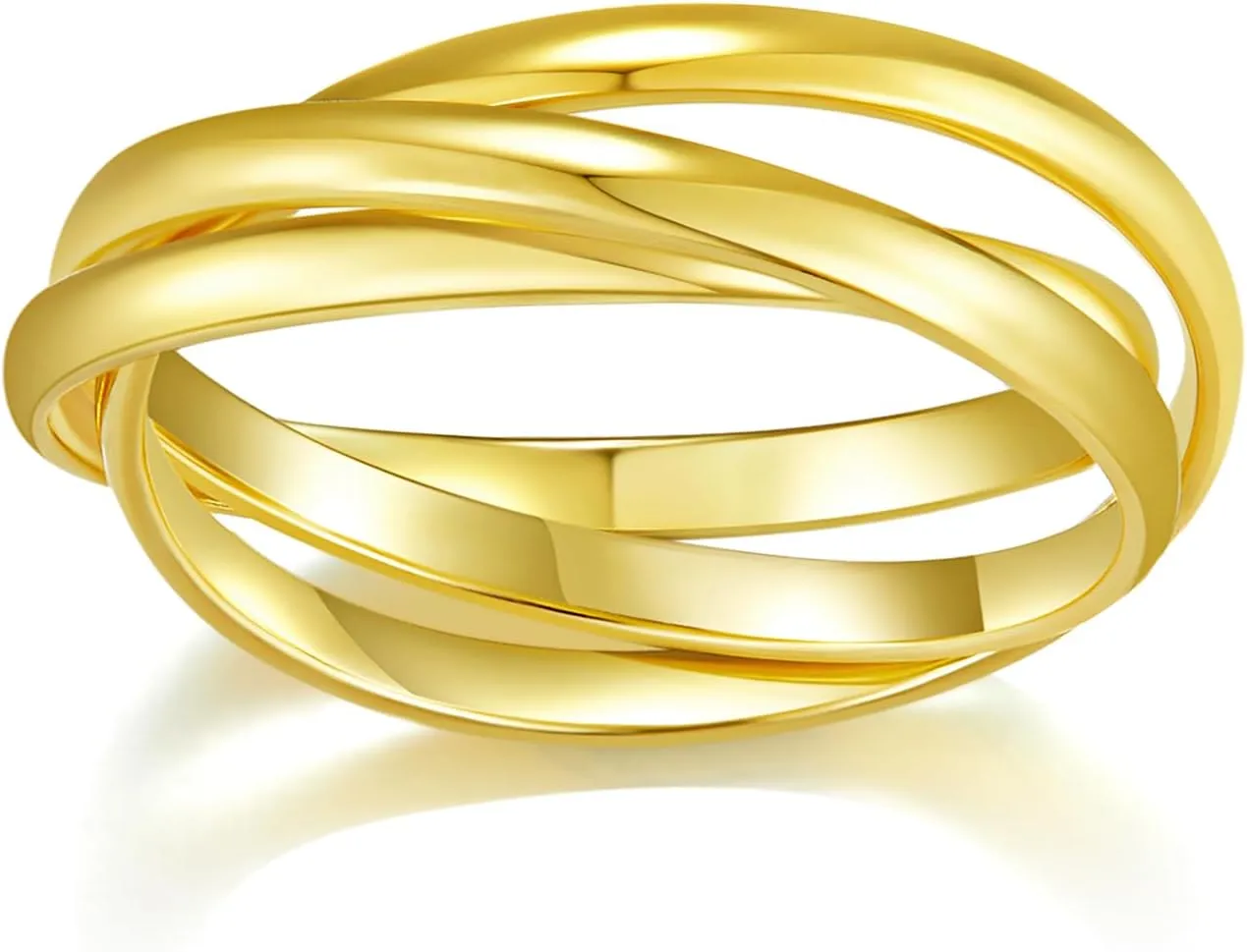 Gold Rings| Gold Rings for Women| Fidget Rings| Stacking Rings| Anxiety Rings| 14K Gold Plated - Interlocking Triple Row Ring for Women and Men- 2mm 3mm Band Size 4-12