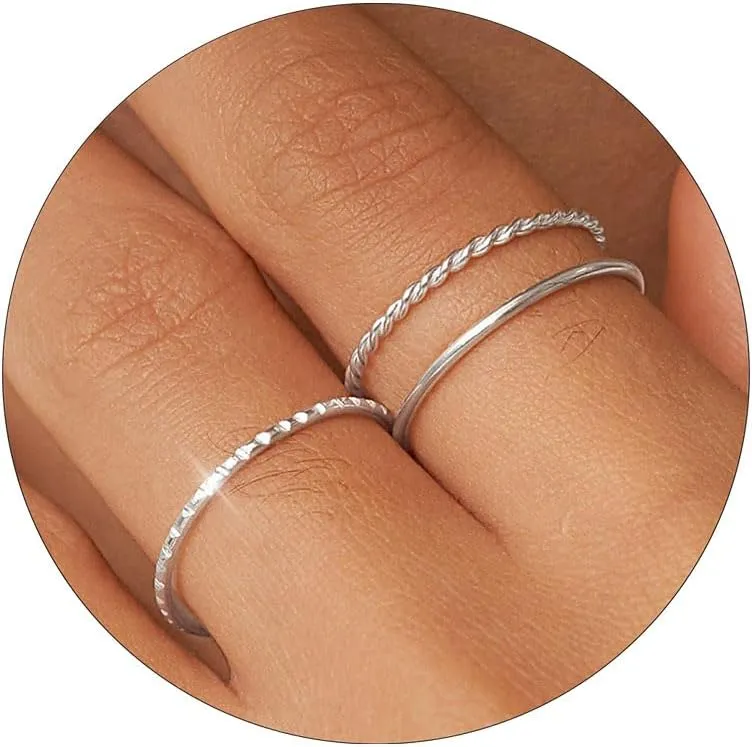 Gold Silver Rings for Women Non Tarnish Stackable Thin Gold Ring 18K Gold Plated Dainty Ring Set Trendy Thumb Pinky Knuckle Ring Wedding Bands Promise Engagement Gold Jewelry Rings Size 6 7 8 9 10 11
