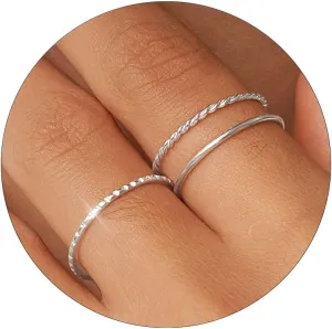 Gold Silver Rings for Women Non Tarnish Stackable Thin Gold Ring 18K Gold Plated Dainty Ring Set Trendy Thumb Pinky Knuckle Ring Wedding Bands Promise Engagement Gold Jewelry Rings Size 6 7 8 9 10 11