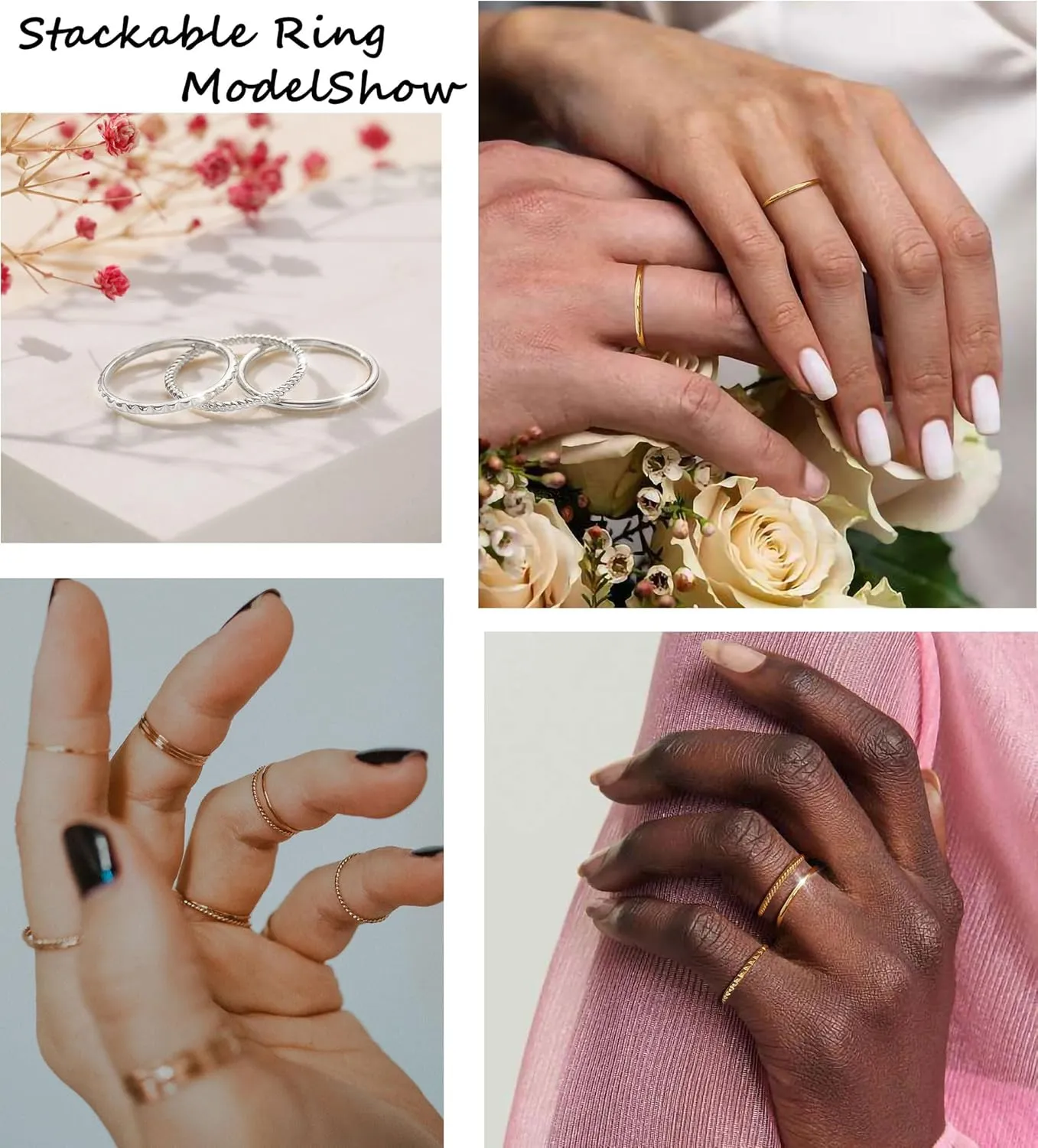 Gold Silver Rings for Women Non Tarnish Stackable Thin Gold Ring 18K Gold Plated Dainty Ring Set Trendy Thumb Pinky Knuckle Ring Wedding Bands Promise Engagement Gold Jewelry Rings Size 6 7 8 9 10 11
