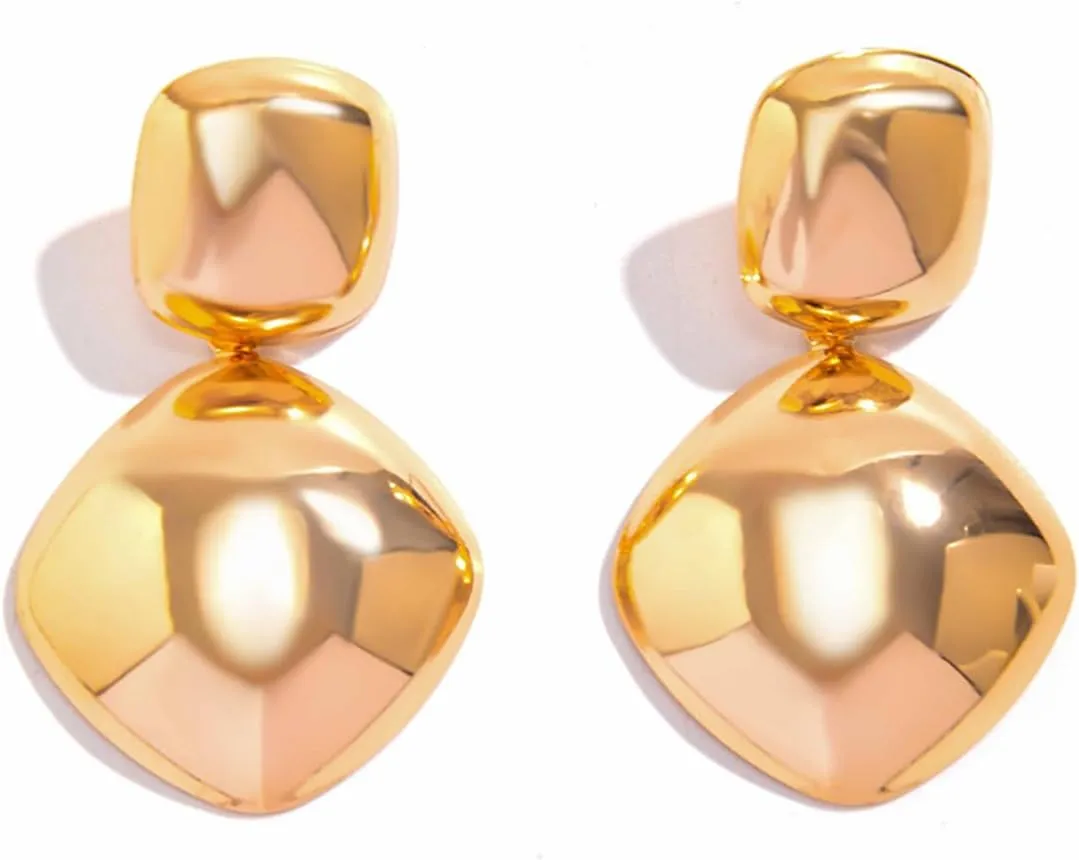 Gold Statement Earrings for Women Chunky Silver Earrings Big Gold Dangle Earrings for Women Vintage Geometri Earrings Chunky Gold Jewelry