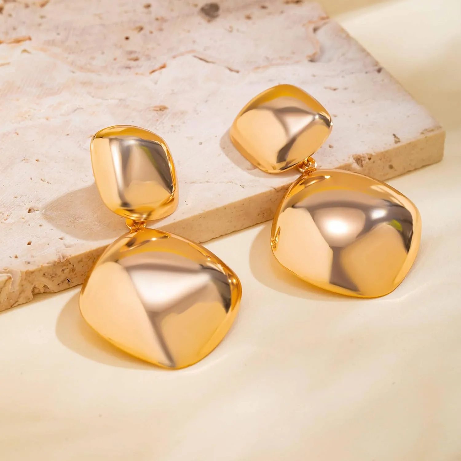Gold Statement Earrings for Women Chunky Silver Earrings Big Gold Dangle Earrings for Women Vintage Geometri Earrings Chunky Gold Jewelry
