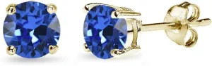 Gold Stud Earrings for Women - Birthstone, 5mm Round Crystal, Cartilage & Flash Silver