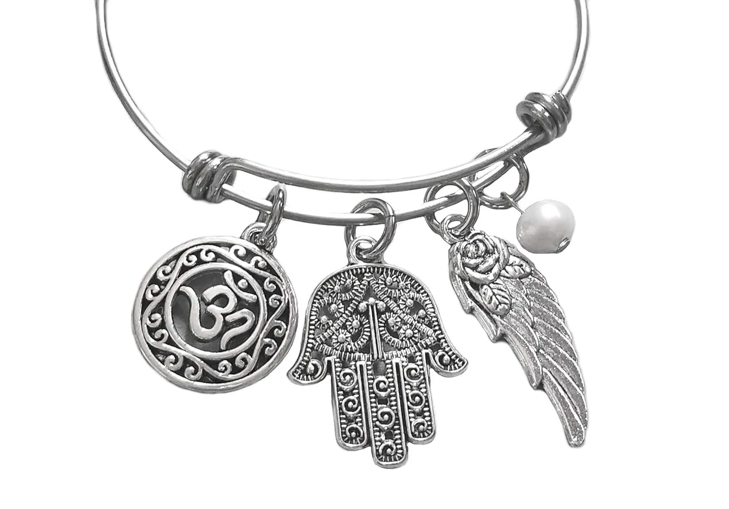 Good Luck Pearl Bracelet Handmade on a Stainless Steel Expandable Bangle