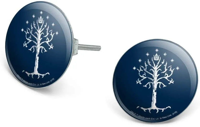 GRAPHICS & MORE Lord of The Rings Tree of Gondor Novelty Silver Plated Stud Earrings