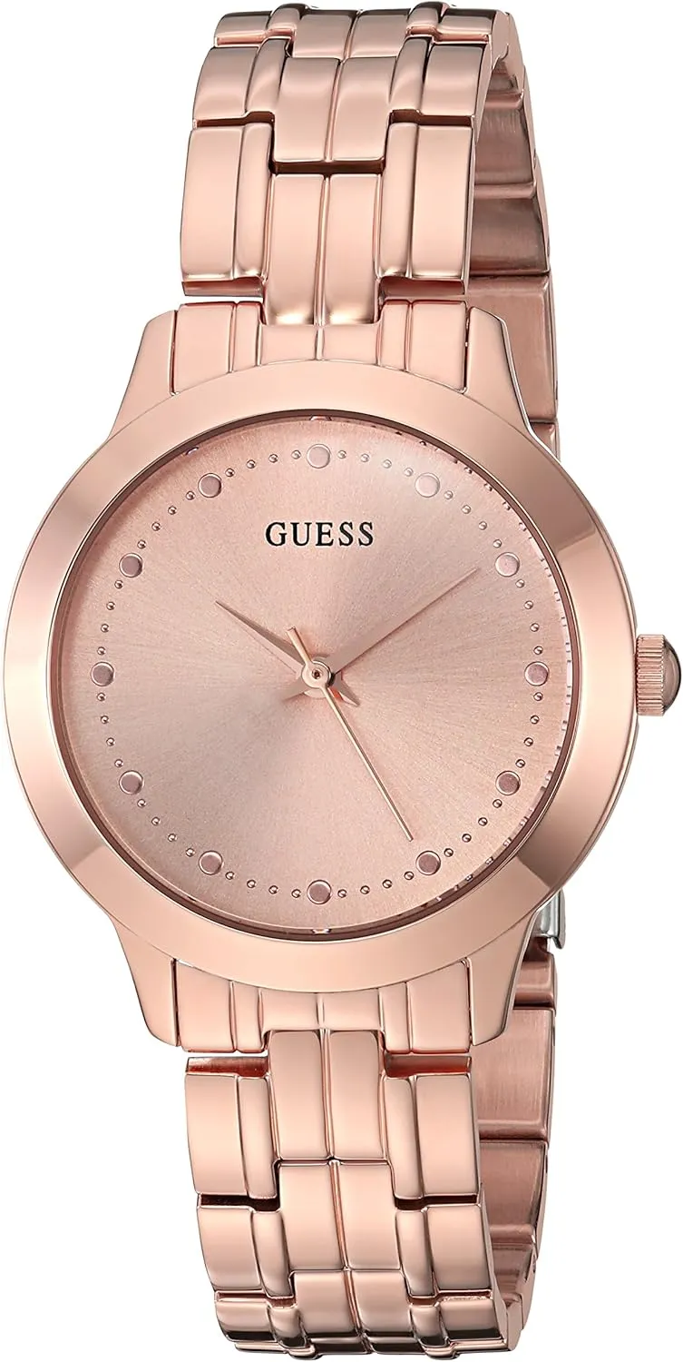 GUESS Classic Slim Rose Gold-Tone Stainless Bracelet Watch. Color: Rose Gold-Tone (Model: U0989L3)