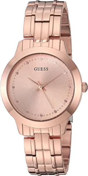 GUESS Classic Slim Rose Gold-Tone Stainless Bracelet Watch. Color: Rose Gold-Tone (Model: U0989L3)