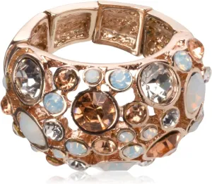 GUESS "Basic" Rose Gold Domed Multi-Stone Adjustable Ring, Size 7-9