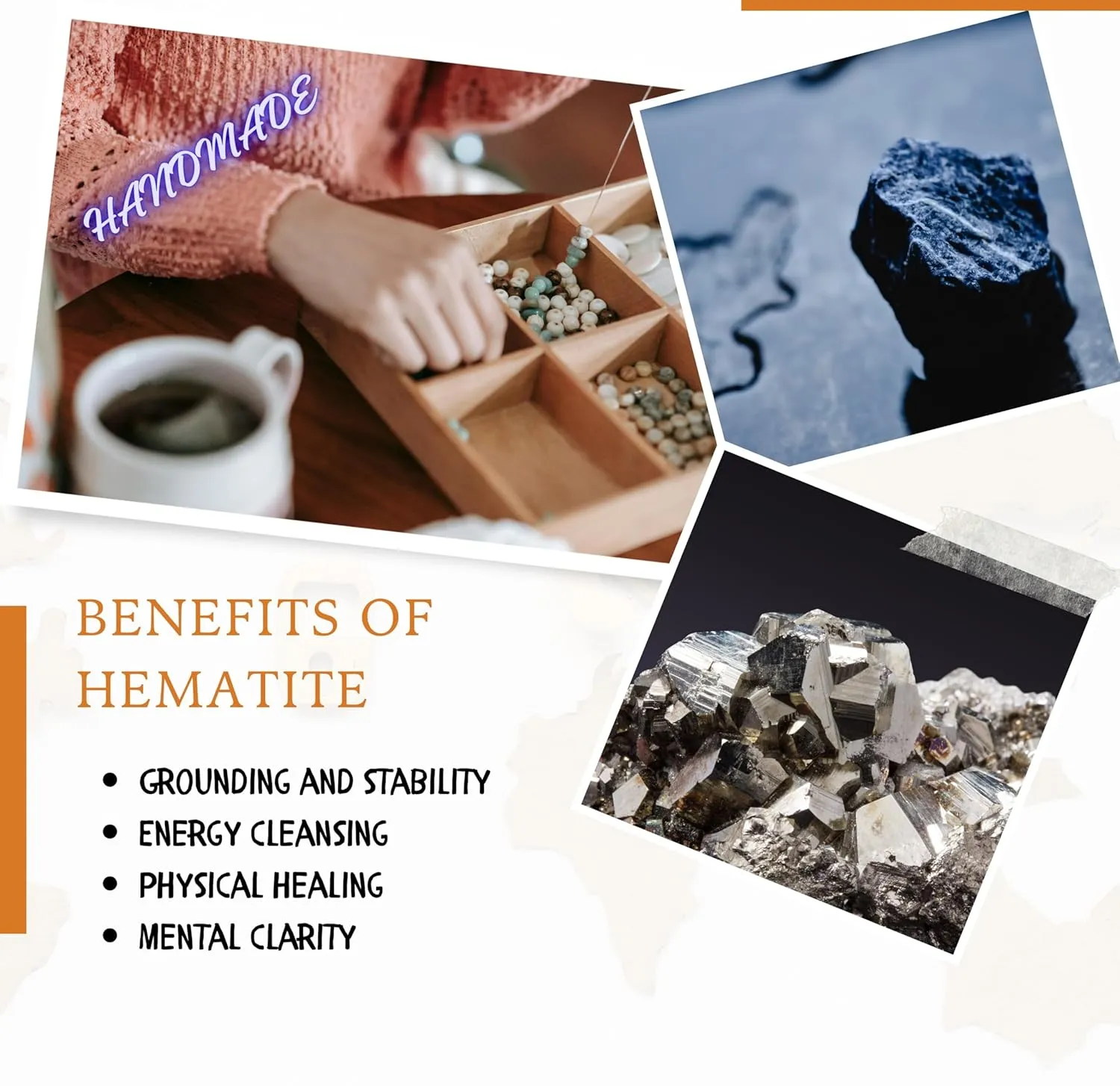 Handmade hematite bracelets with theme gift card. Birthday gift Ideas for Men and Women, Husband and wife for Dad or mom. Pura Vida Bracelet for boys and Girls (Sea and Serenity)