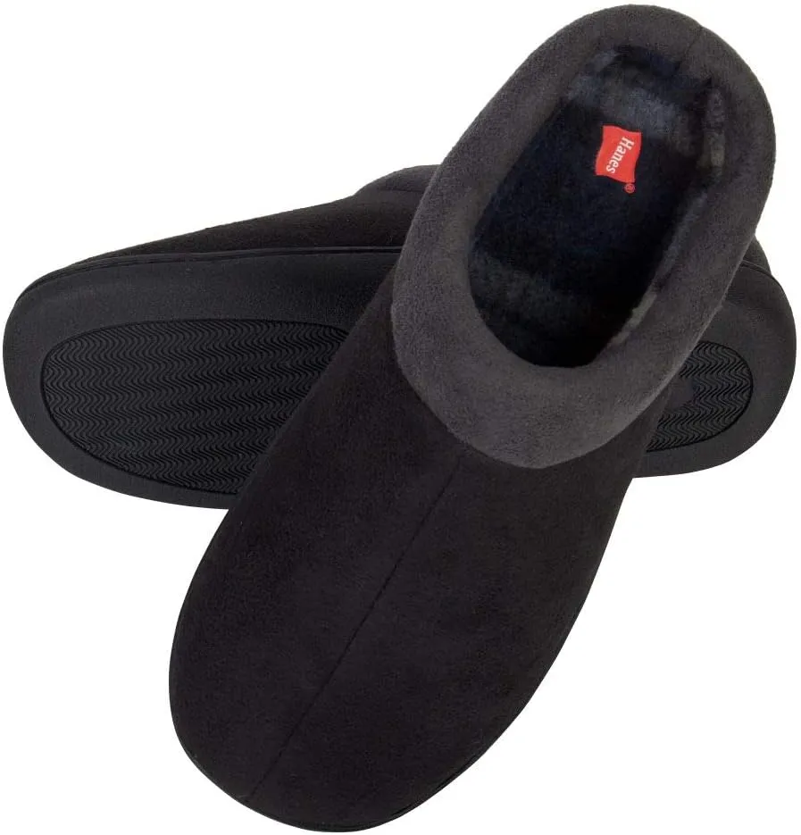 Hanes Men's Memory Foam Indoor Outdoor Microsuede Clog Slipper Shoe with Fresh Iq