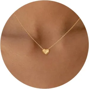Heart Necklaces for Women, Dainty 14k Gold Necklace Silver Heart Necklace Simple Choker Necklaces for Women Trendy Jewelry Cute Christmas Gifts