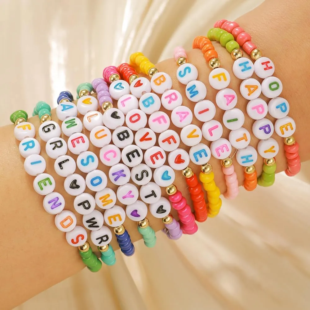 Heishi Surfer Clay Bead Bracelets Set for Women - Preppy Smile Evil Eye Beaded Stretch Bracelets Elastic Layering Friendship Bracelets- Stackable Boho Disc Summer Jewelry Set