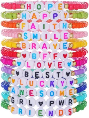 Heishi Surfer Clay Bead Bracelets Set for Women - Preppy Smile Evil Eye Beaded Stretch Bracelets Elastic Layering Friendship Bracelets- Stackable Boho Disc Summer Jewelry Set