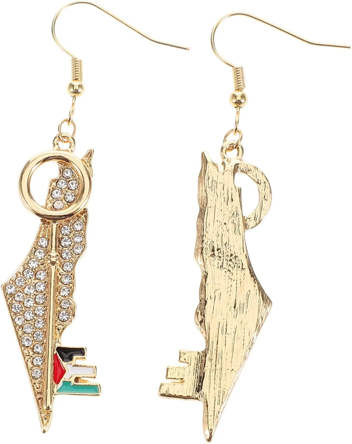 Homoyoyo 1 Pair Watermelon Shape Earrings Dangle Earrings Statement Palestine Piercing Jewelry for Women Arabic Map Design Catching Fashion Accessory