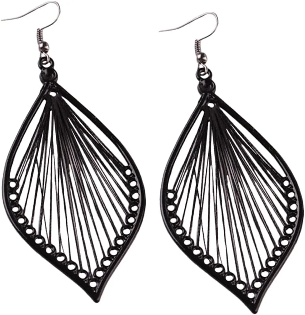 Homoyoyo Vintage Leaf Dangle Earrings for Women - Handmade Metal Chandelier Drop Earrings - Statement, 7x4cm, Metal, alloy