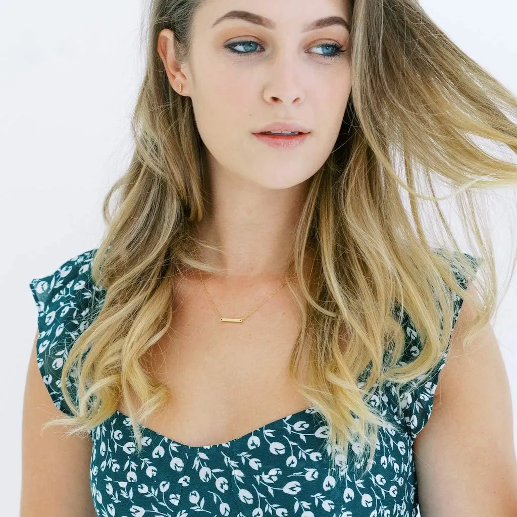 Honeycat Horizontal Bar Necklace in Gold, Rose Gold, or Silver | Minimalist, Delicate Jewelry
