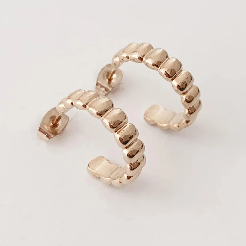HONEYCAT Rosa Ribbed Hoops in Gold, Rose Gold, or Silver | Minimalist, Delicate Jewelry |