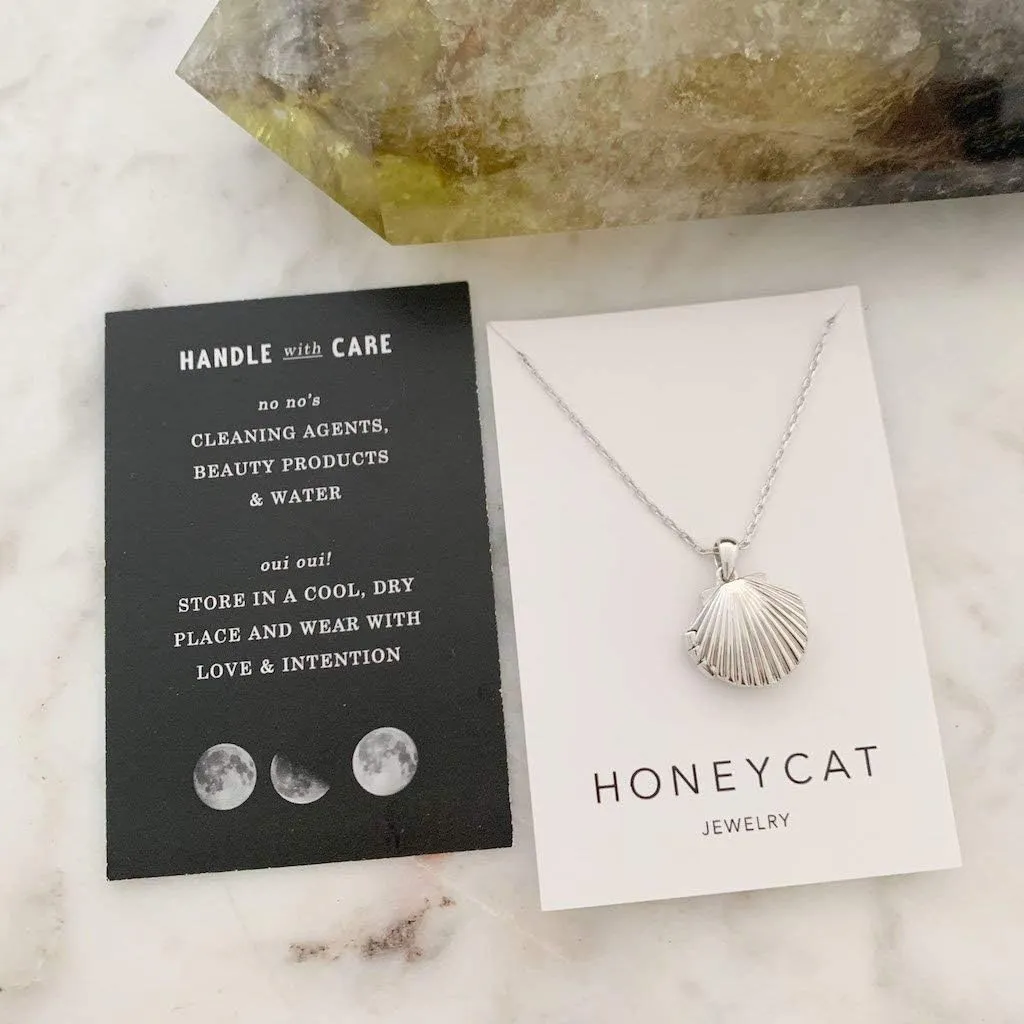 HONEYCAT Shell Locket Necklace in Gold, Rose Gold, or Silver | Minimalist, Delicate Jewelry