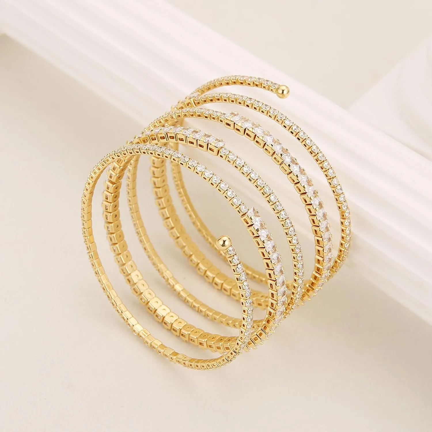 HZMAN Crystal Rhinestone Cuff Bracelet for Women Dainty MultiLayer Bracelet 6 Rows Layered Bracelets Jewelry for Prom Wedding Party