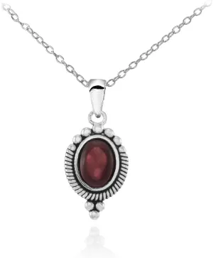 Ice Gems Sterling Silver Cabochon Gemstone Oval Oxidized Vintage Necklace