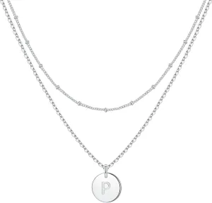 IEFWELL Initial Necklaces for Women Girls - Gold Silver Rose Gold Double Side Engraved Hammered Coin Necklaces, Layered Necklace Jewelry Pendant for Teen Girls
