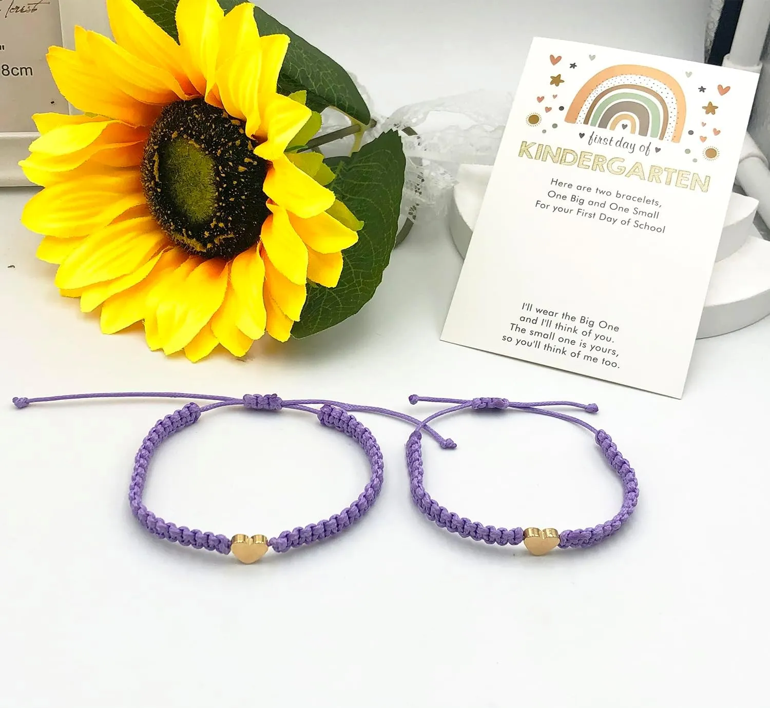 INENIMARTJ First Day of Bracelets First Day of School Bracelets,Back to School Bracelets for 2,Matching Heart Wish Adjustable Bracelets