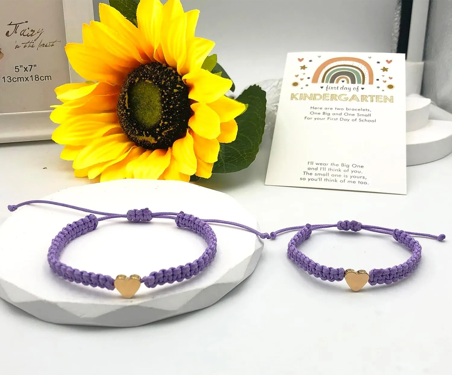 INENIMARTJ First Day of Bracelets First Day of School Bracelets,Back to School Bracelets for 2,Matching Heart Wish Adjustable Bracelets