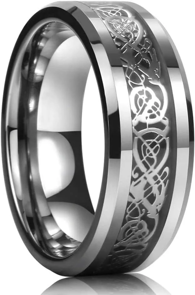 Infinite Love Heart Shaped Ring Set for Her and Him Silver Celtic Dragon Ring Matching Lover Couple Rings for Wedding Bands Anniversary Engagement Promise Rings Bridal Sets