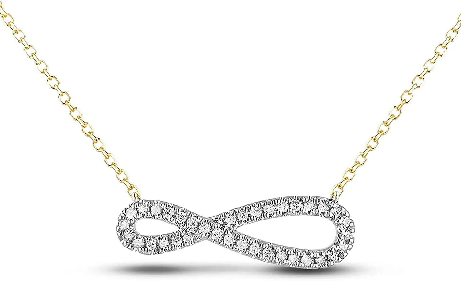 Infinity Diamond Necklace Pendant in Sterling Silver, White Gold, or Yellow Gold - Dancing Diamond Pendant Necklace Gift for Women