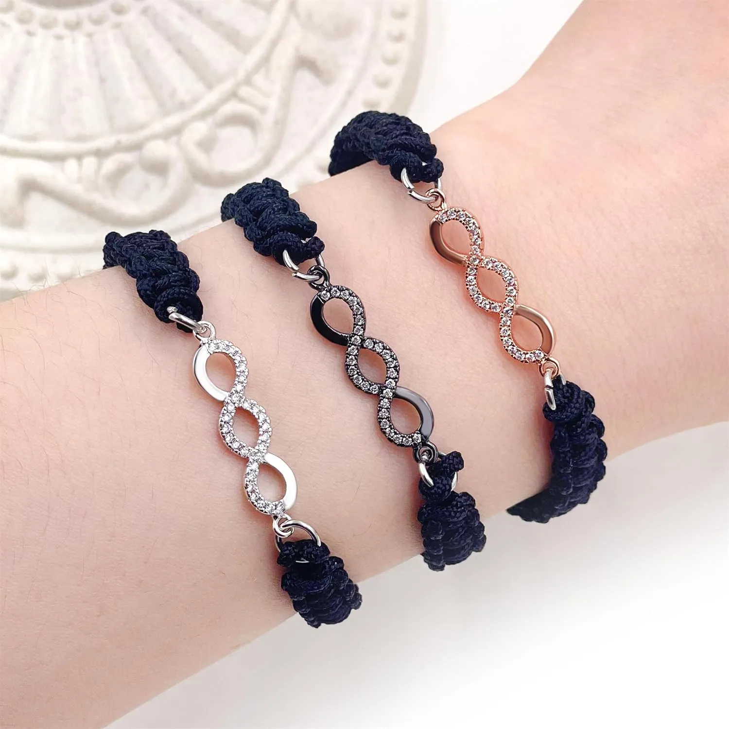 Infinity Symbol Cubic Zirconia Braided Chain Bracelet, Brass Women's Bracelet for Infinite Love and Endless Friendship, Ideal Gift for Family, Lover and Best Friends YA4844